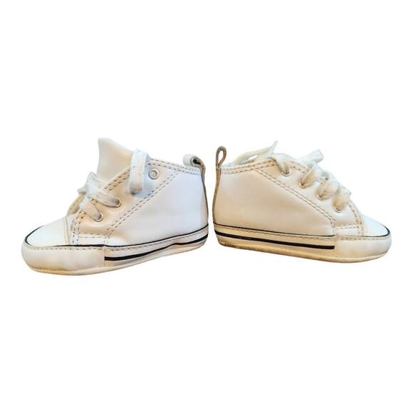 Converse all star 2 pr black & white sz 2 infant/toddler leather chuck taylors - Picture 4 of 14